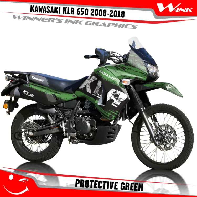 Kawasaki-KLR-650-2008-2009-2010-2011-2012-2013-2014-2015-2016-2017-2018-graphics-kit-and-decals-Protective-Full-Green