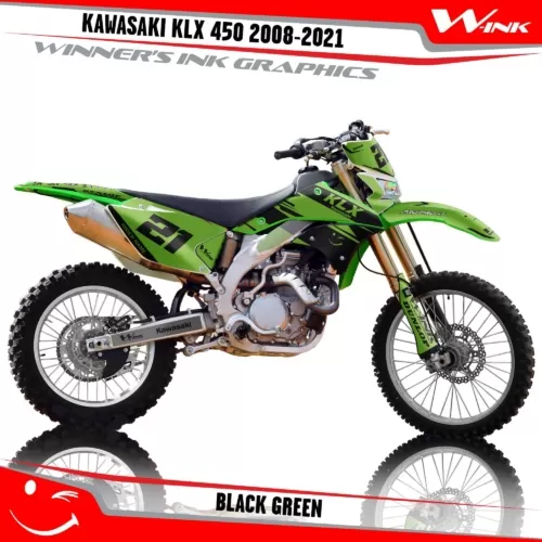 Kawasaki-KLX 450 2008-2009 2010 2011 2012 2013 2014 2018 2019 2020-2021-graphics-kit-and-decals-Black-Green