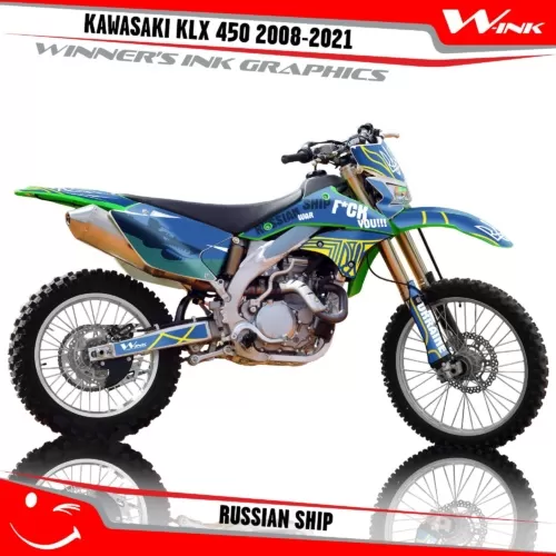 Kawasaki-KLX 450 2008-2009 2010 2011 2012 2013 2014 2018 2019 2020-2021-graphics-kit-and-decals-Russian-Ship