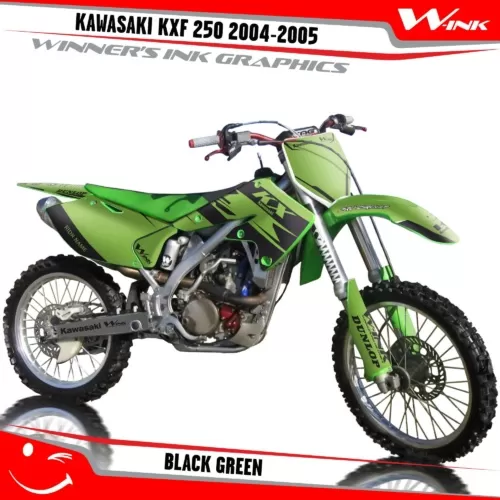 Kawasaki-KXF-250-2004-2005-graphics-kit-and-decals-Black-Green