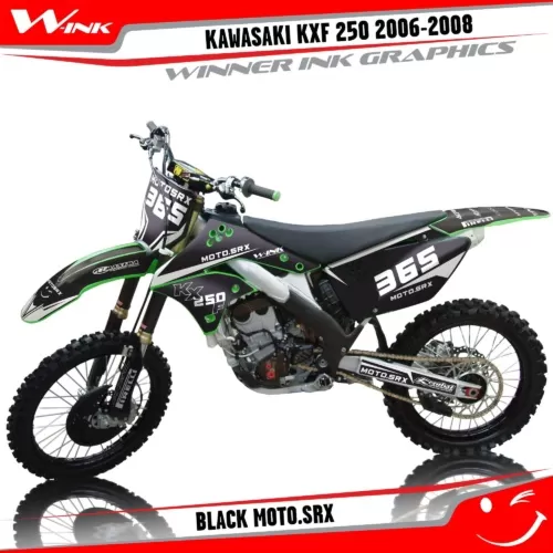 Kawasaki-KXF-250-2006-2007-2008-graphics-kit-and-decals-Black-Moto-SRX