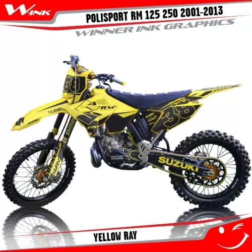 Suzuki-POLISPORT-RM-125,250-2001-2002-2003-2004-2009-2010-2011-2012-2013-graphics-kit-and-decals-Yellow-Ray