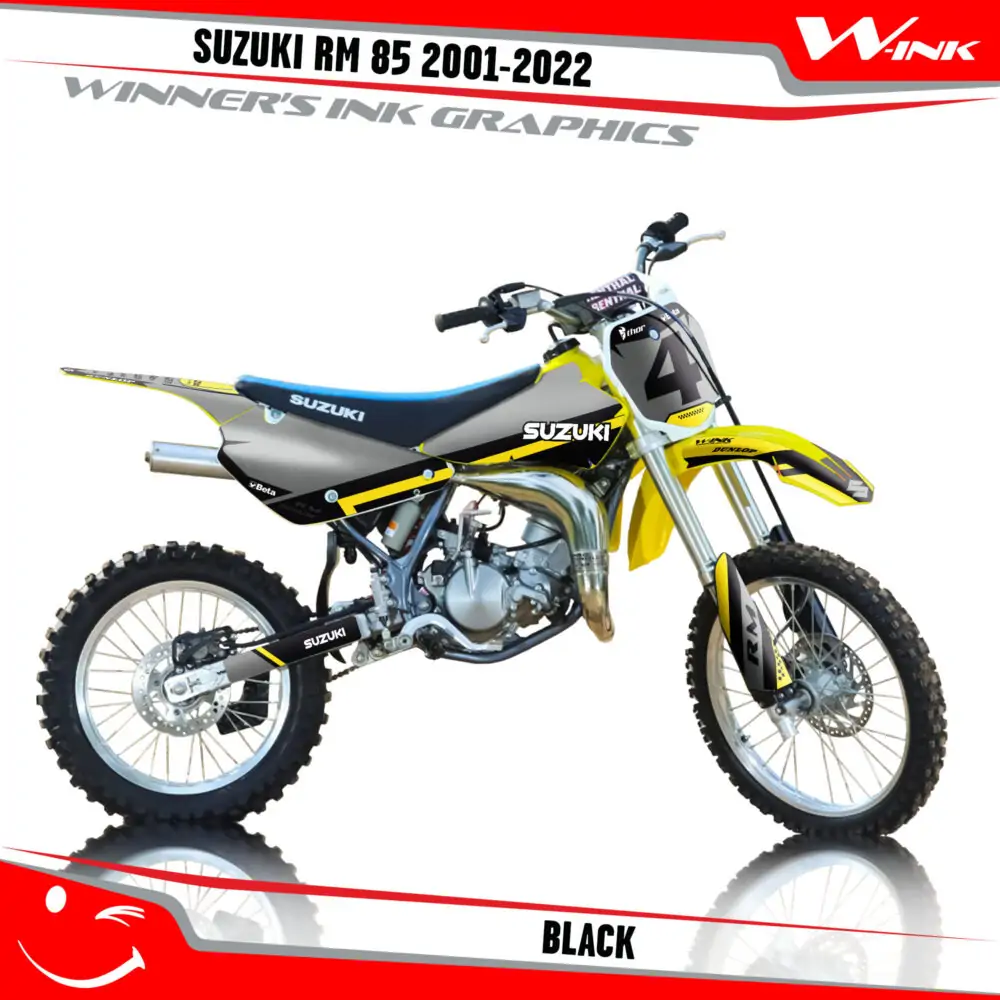 Suzuki-RM-85-2001-2002-2003-2004-2018-2019-2020-2021-2022-graphics-kit-and-decals-Black