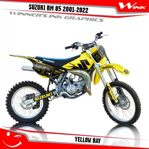 Suzuki-RM-85-2001-2002-2003-2004-2018-2019-2020-2021-2022-graphics-kit-and-decals-Yellow-Ray