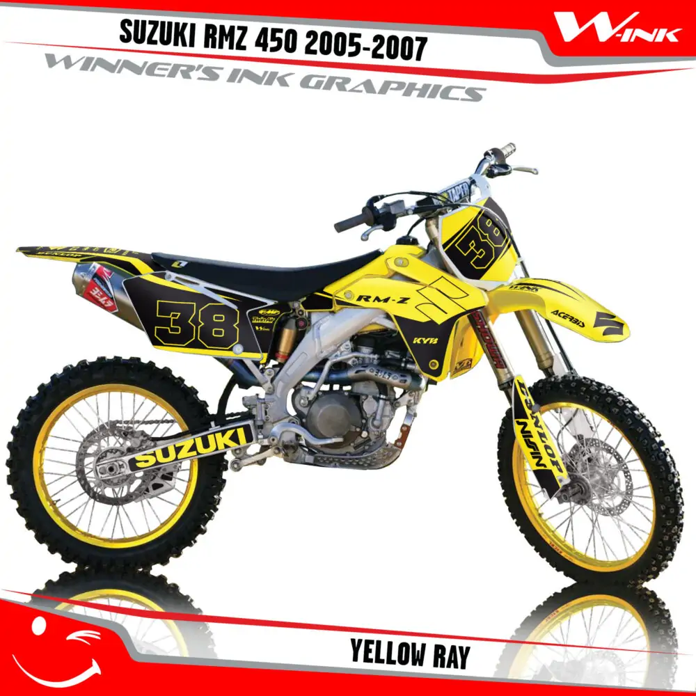 Suzuki-RMZ 450 2005- 2006-2007-graphics-kit-and-decals-Yellow-Ray