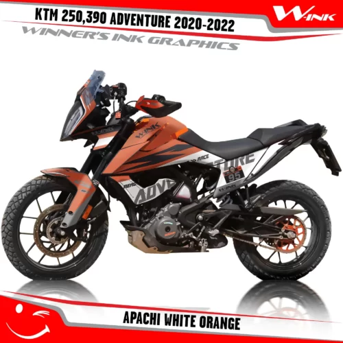 Adventure-250-390-2020-2021-2022-graphics-kit-and-decals-with-designs-Apachi-White-Orange