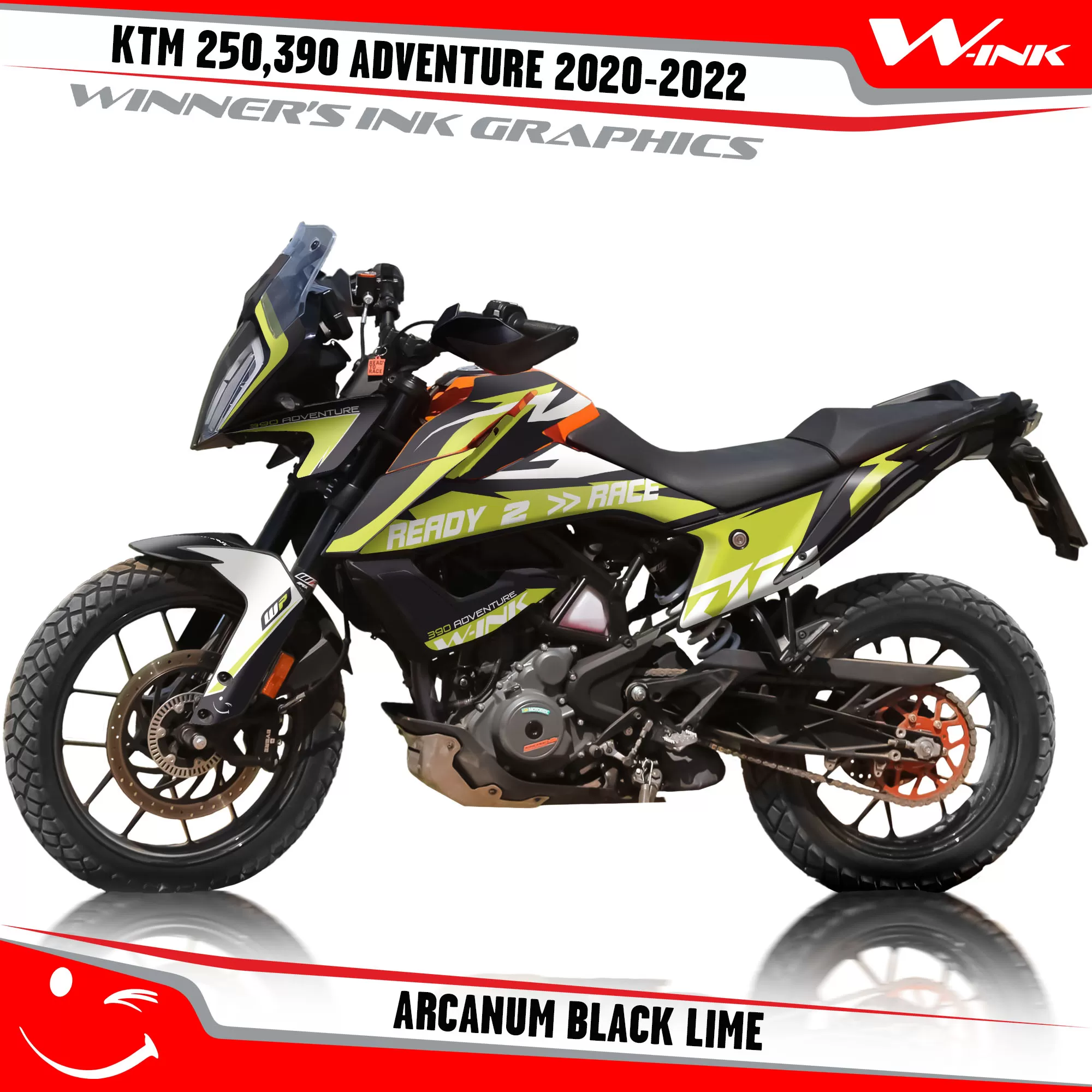 Adventure-250-390-2020-2021-2022-graphics-kit-and-decals-with-designs-Arcanum-Black-Lime