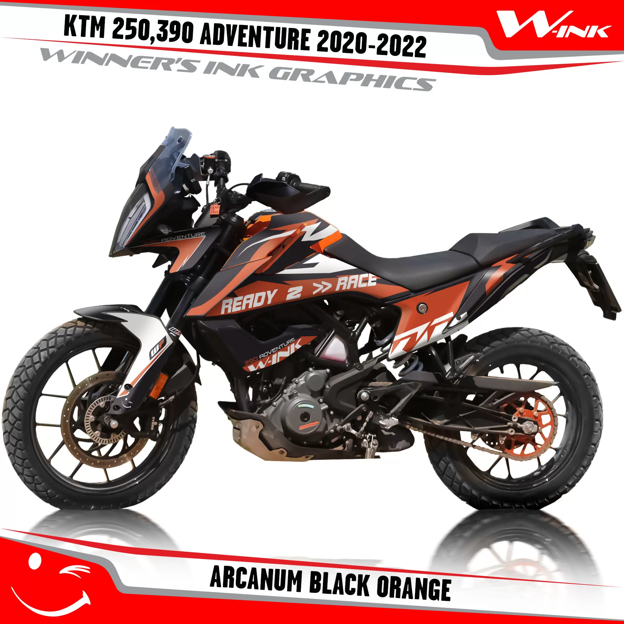 Adventure-250-390-2020-2021-2022-graphics-kit-and-decals-with-designs-Arcanum-Black-Orange