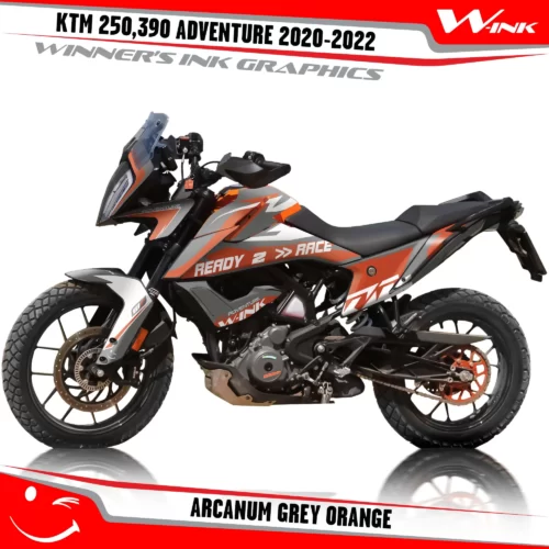 Adventure-250-390-2020-2021-2022-graphics-kit-and-decals-with-designs-Arcanum-Grey-Orange