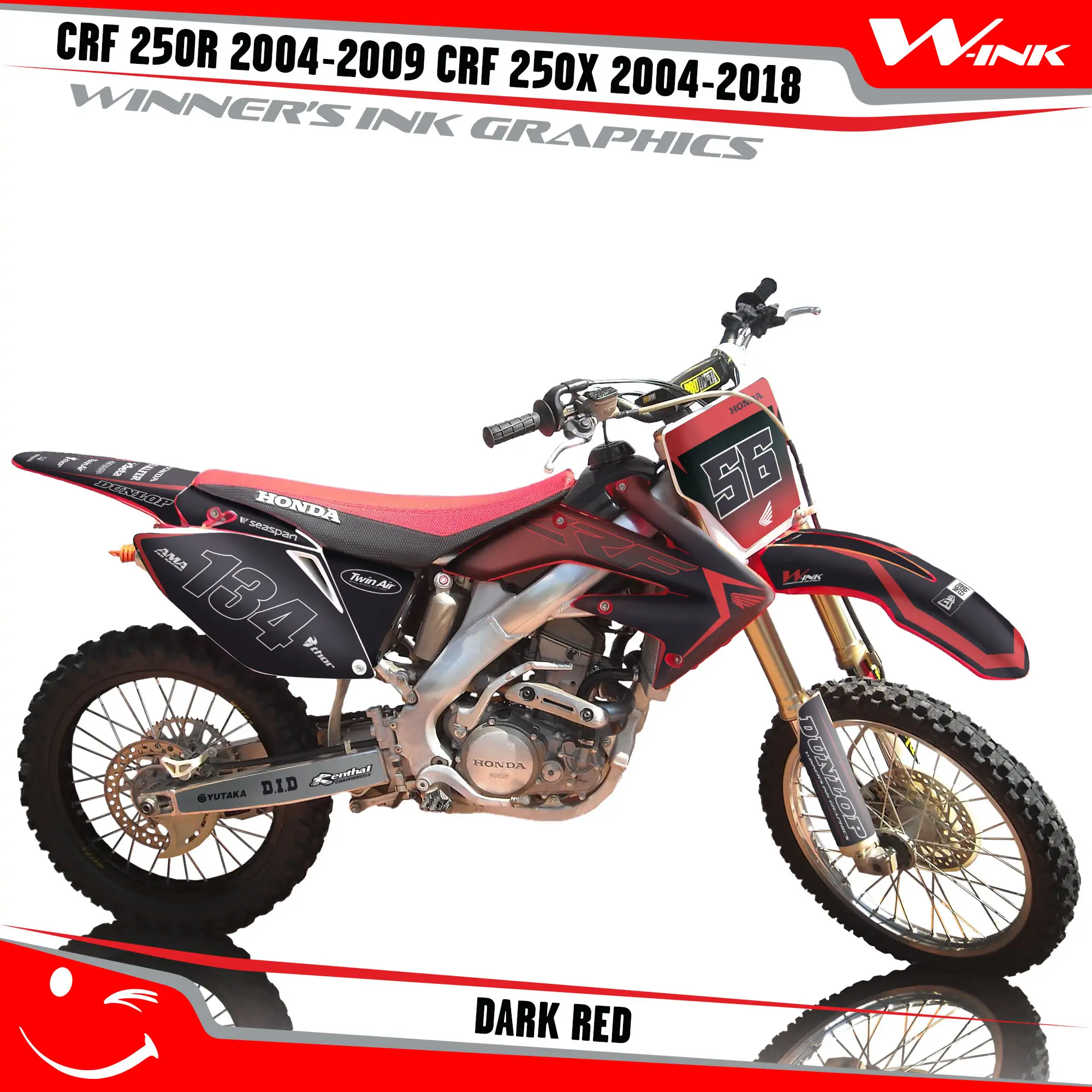 Buy decals Honda CRF 250R 2004-2009 Dark Red