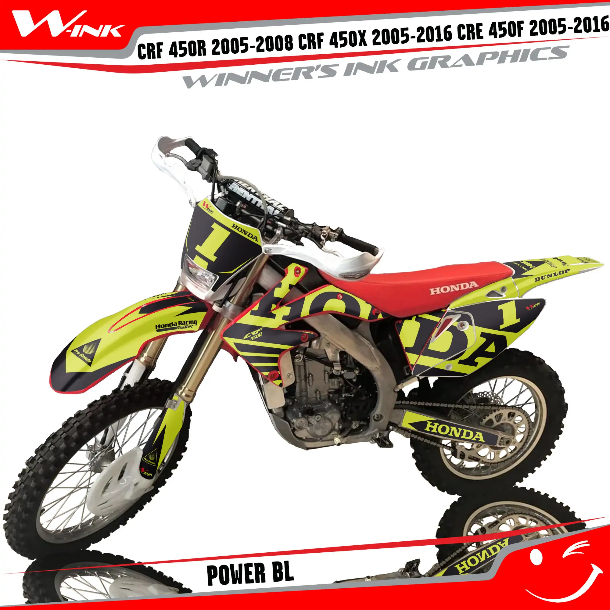 Buy decals Honda CRF 450R 2005 2008 CRF 450X 2005 2016 CRE 450F 2005 2016 Power BL