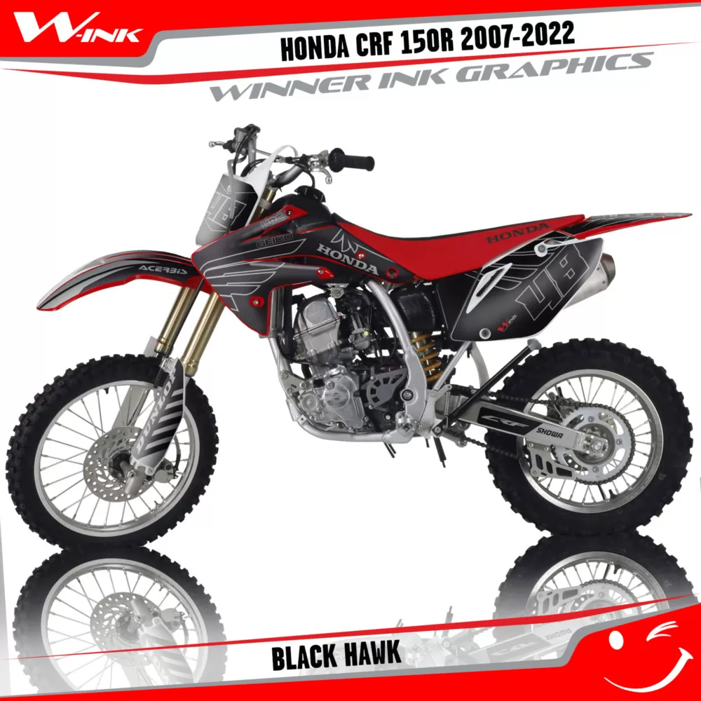 HONDA-СRF-150-R-2007-2008-2009-2010-2018-2019-2020-2021-2022-graphics-kit-and-decals-Black-Hawk