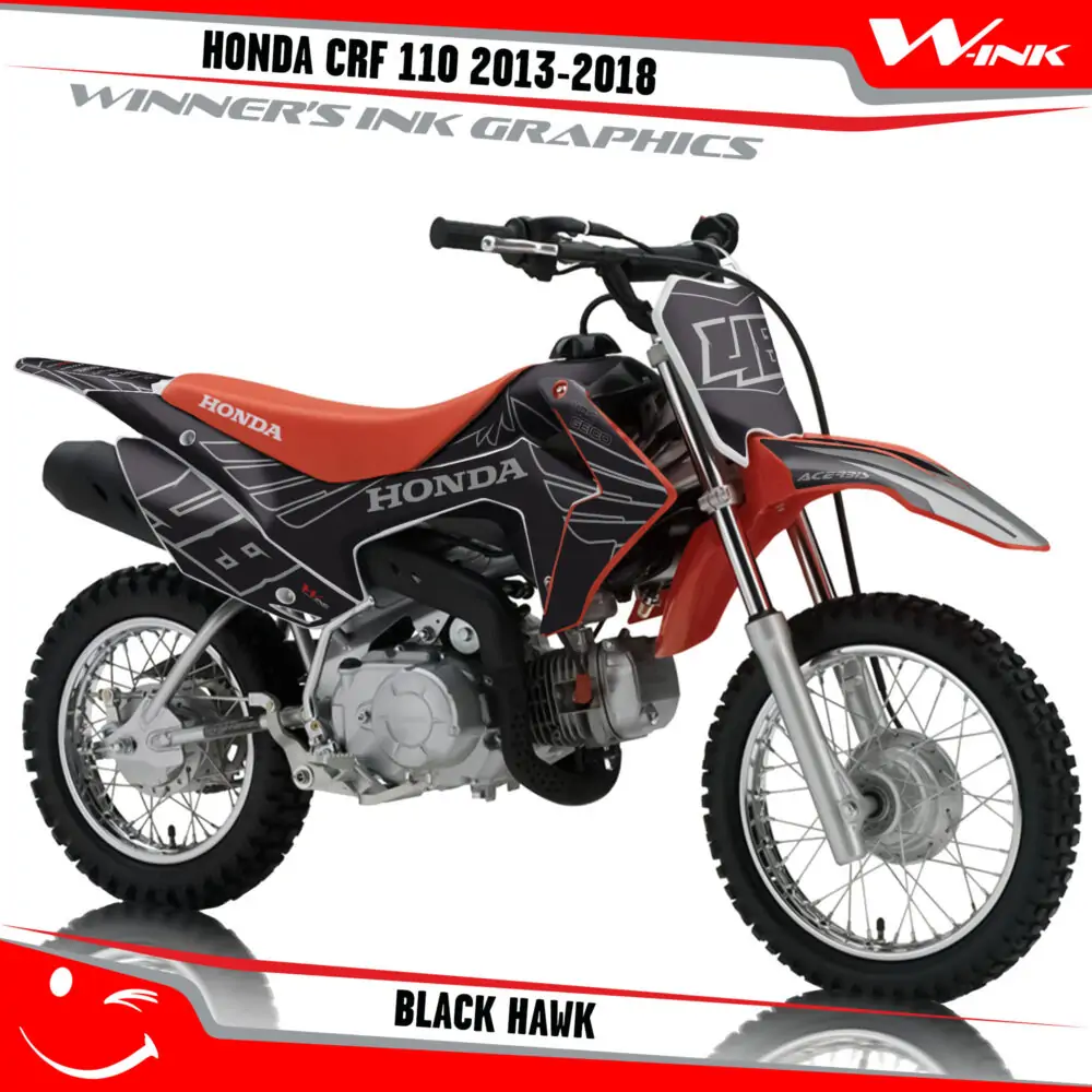 Honda-CRF-110-2013-2014-2015-2016-2017-2018-graphics-kit-and-decals-Black-Hawk