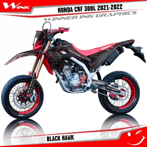 Honda-CRF-300L-2021-2022-graphics-kit-with-design-Black-Hawk