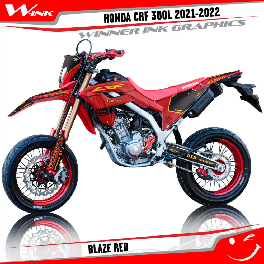 Honda-CRF-300L-2021-2022-graphics-kit-with-design-Blaze-Red