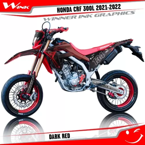 Honda-CRF-300L-2021-2022-graphics-kit-with-design-Dark-Red