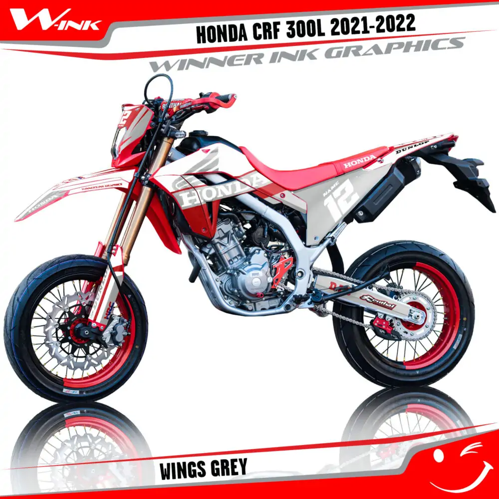 Honda-CRF-300L-2021-2022-graphics-kit-with-design-Wings-Grey