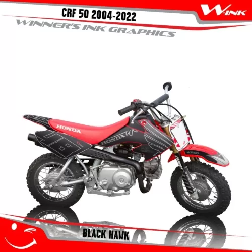 Honda-CRF-50-2004-2005-2006-2007-2018-2019-2020-2021-2022-graphics-kit-and-decals-Black-Hawk