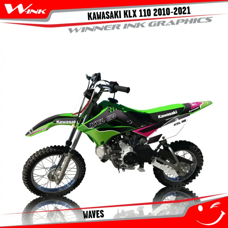 KAWASAKI-KLX-110-2010-2011-2012-2013-2014-2015-2016-2017-2018-2019-2020-2021-kit-and-decals-Waves