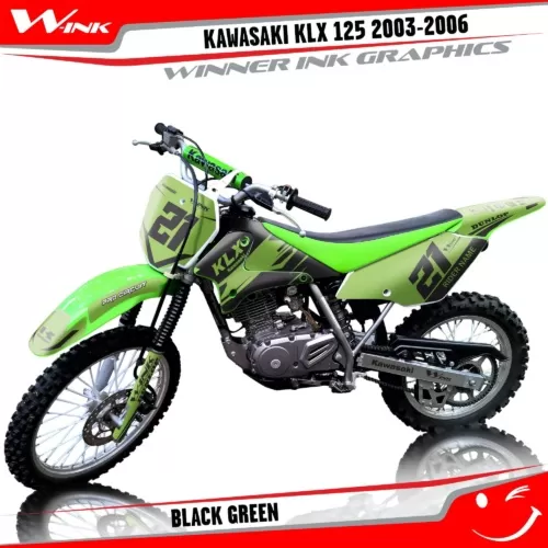 KLX-125-2003-2004-2005-2006-graphics-kit-and-decals-Black-Green