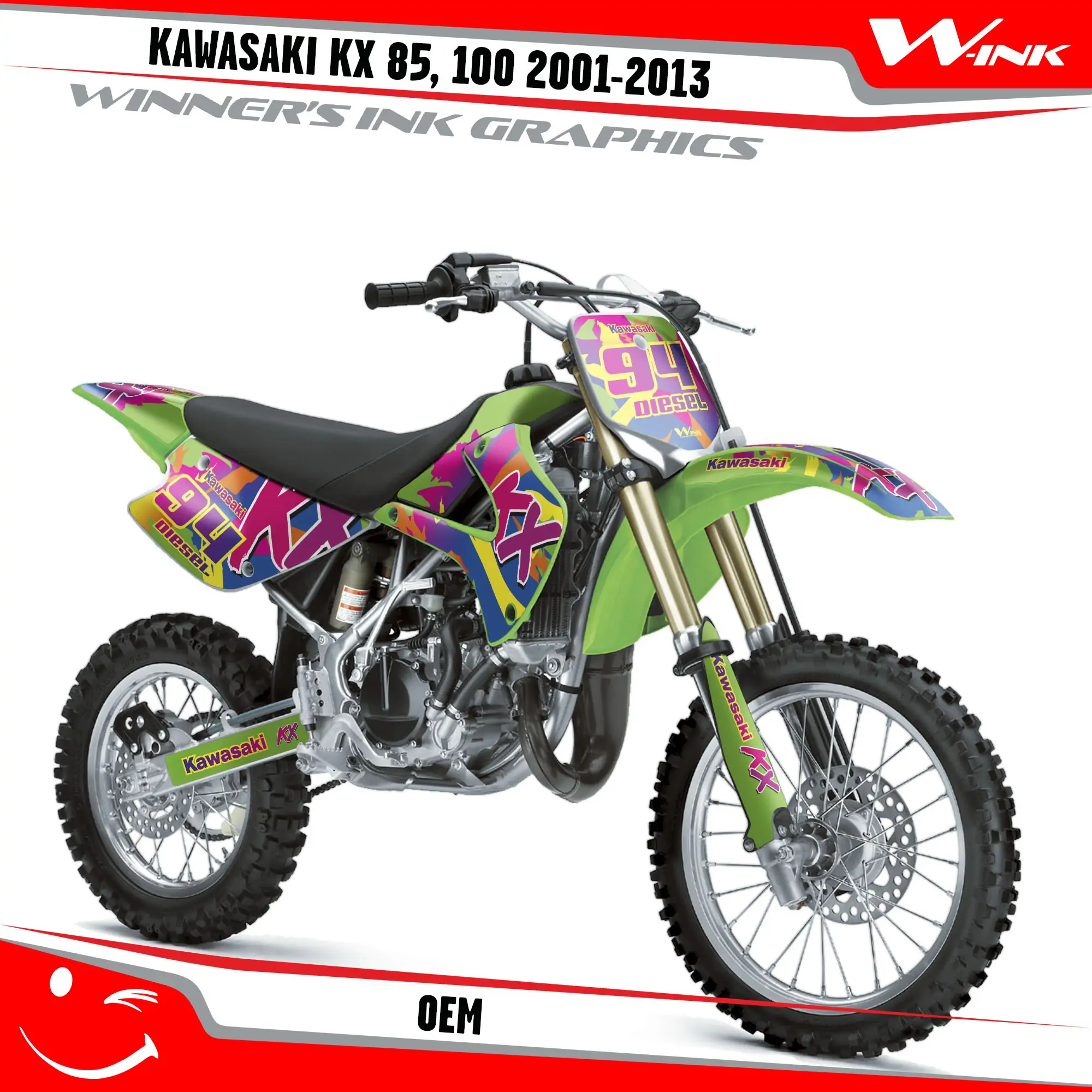 Buy decals Kawasaki KX 85,100 2001-2013 OEM