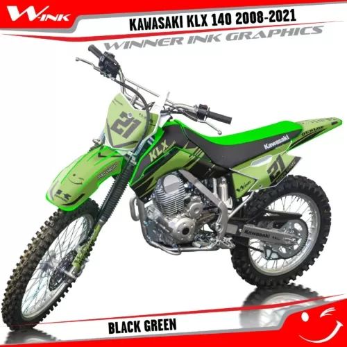 Kawasaki-KLX-140-2008-2009-2010-2011-2012-2013-2014-2015-2016-2019-2020-2021-graphics-kit-and-decals-Black-Green