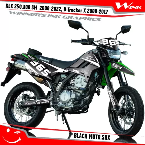 Kawasaki-KLX-250-300-SM-2008-2009-2010-2011-2012-2018-2019-2020-2021-2022-D-Tracker-X-2008-2017-graphics-kit-and-decals-Black-Moto-SRX