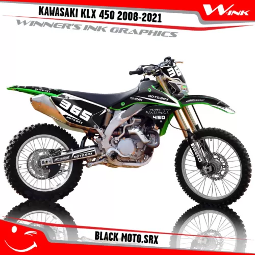 Kawasaki-KLX 450 2008-2009 2010 2011 2012 2013 2014 2018 2019 2020-2021-graphics-kit-and-decals-Black-Moto-SRX