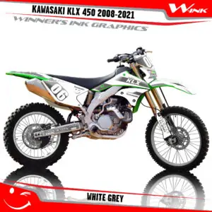 Kawasaki-KLX 450 2008-2009 2010 2011 2012 2013 2014 2018 2019 2020-2021-graphics-kit-and-decals-White-Grey