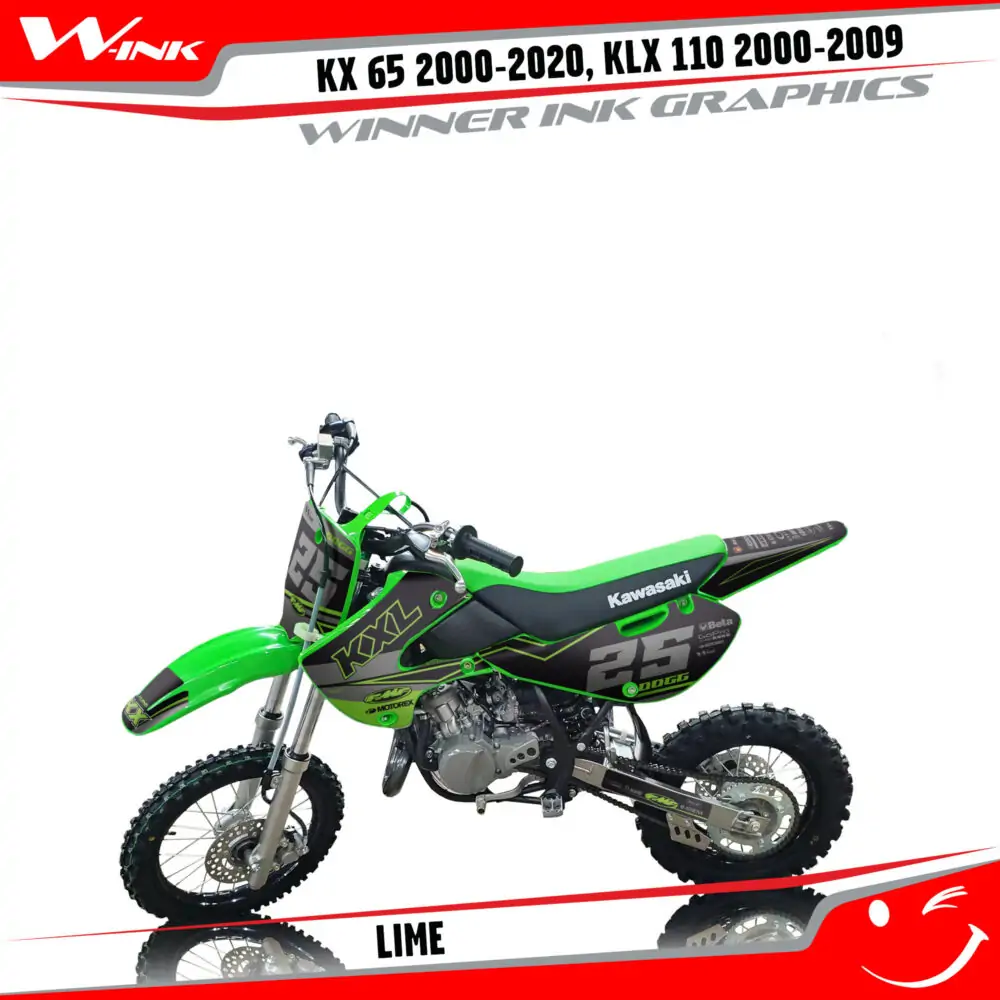 Kawasaki-KX-65-2000-2001-2002-2003-2017-2018-2019-2020, KLX 110 2000-2001-2002-2003-2004-2005-2006-2007-2008-2009-graphics-kit-and-decals-Lime