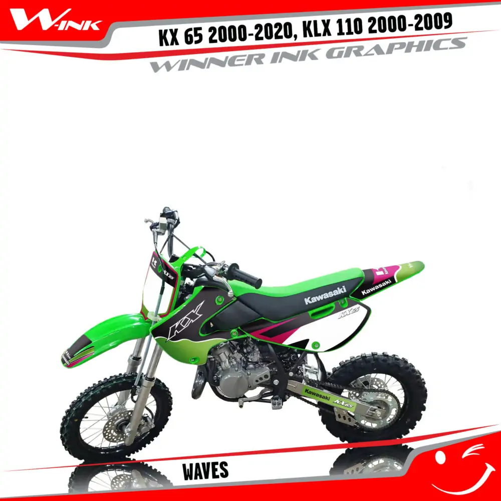 Kawasaki-KX-65-2000-2001-2002-2003-2017-2018-2019-2020, KLX 110 2000-2001-2002-2003-2004-2005-2006-2007-2008-2009-graphics-kit-and-decals-Waves