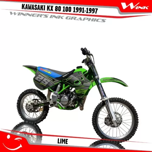 Kawasaki-KX 80-100-1991-1992-1993-1994-1995-1996-1997-graphics-kit-and-decals-Lime