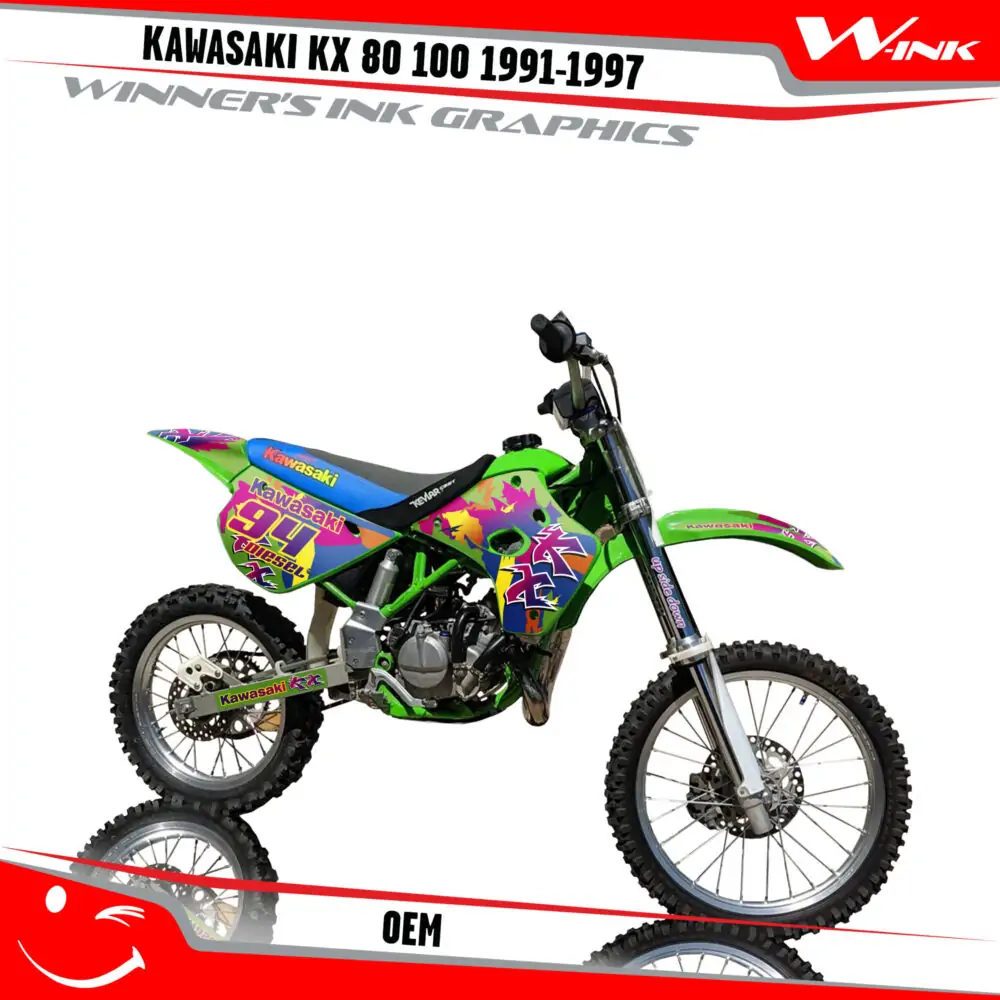 Kawasaki-KX 80-100-1991-1992-1993-1994-1995-1996-1997-graphics-kit-and-decals-OEM