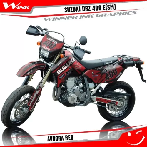 Suzuki-DRZ-400-E-SM-graphics-kit-and-decals-Avrora-Red