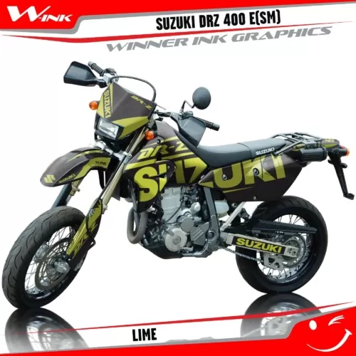 Suzuki-DRZ-400-E-SM-graphics-kit-and-decals-Lime