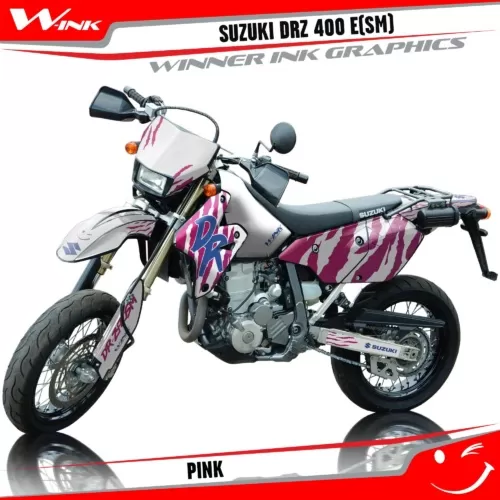 Suzuki-DRZ-400-E-SM-graphics-kit-and-decals-Pink