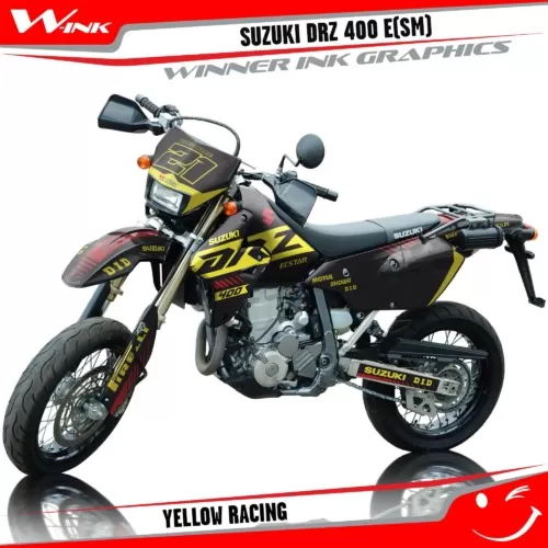Suzuki-DRZ-400-E-SM-graphics-kit-and-decals-Yellow-Racing
