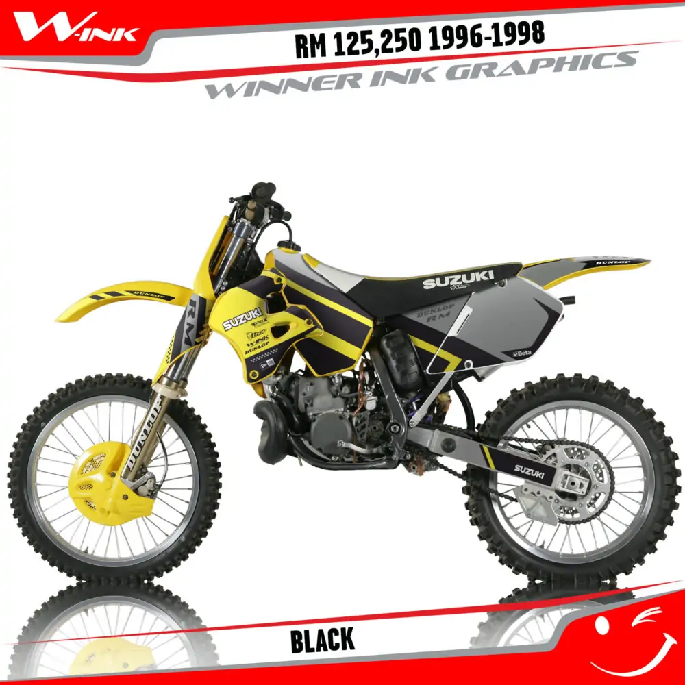 Suzuki-RM-125-250 1996-1997-1998-graphics-kit-and-decals-Black