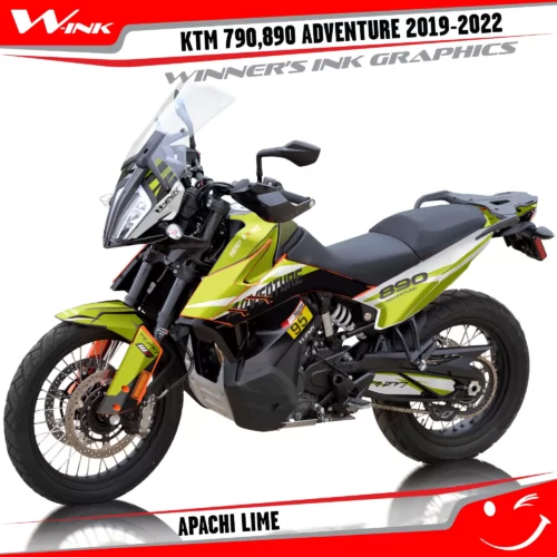 Adventure-790-890-2019-2020-2021-2022-graphics-kit-and-decals-with-designs-Apachi-Lime