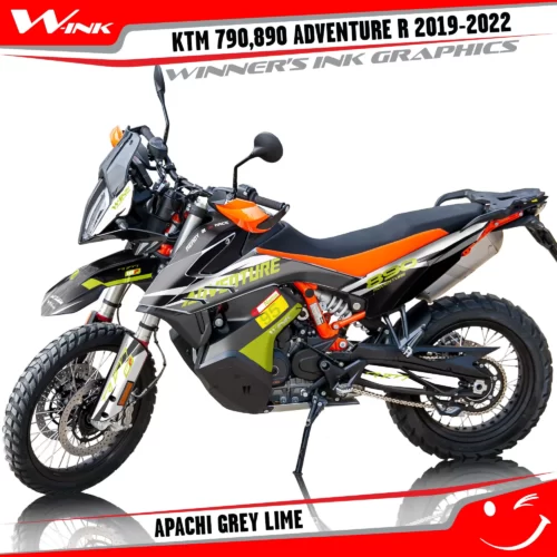 Adventure-R-790-890-2019-2020-2021-2022-graphics-kit-and-decals-with-designs-Apachi-Grey-Lime