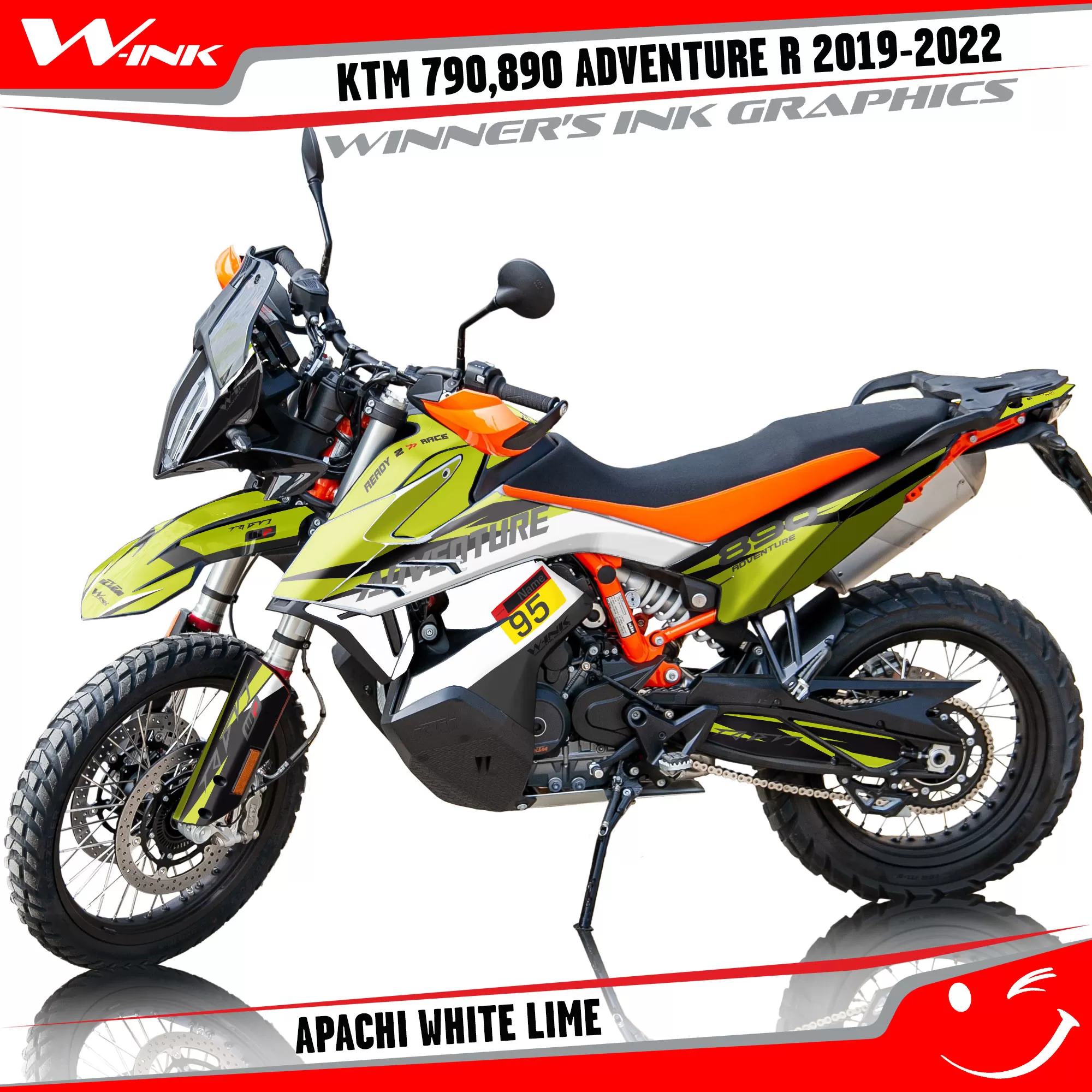 Adventure-R-790-890-2019-2020-2021-2022-graphics-kit-and-decals-with-designs-Apachi-White-Lime