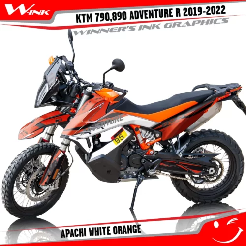 Adventure-R-790-890-2019-2020-2021-2022-graphics-kit-and-decals-with-designs-Apachi-White-Orange