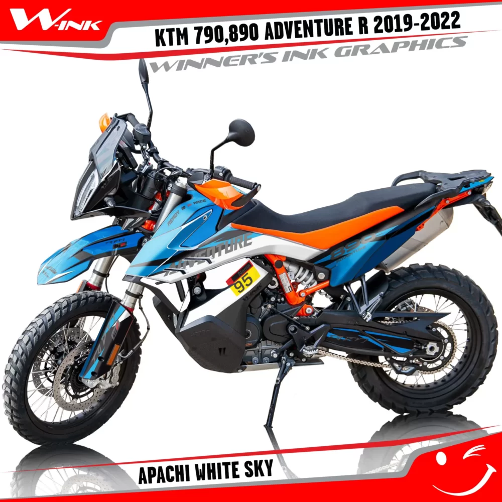 Adventure-R-790-890-2019-2020-2021-2022-graphics-kit-and-decals-with-designs-Apachi-White-Sky