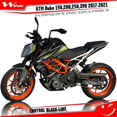 KTM-Duke-125-200-250-390-2017-2018-2019-2020-2021-2022-graphics-kit-and-decals-Control-Black-Lime