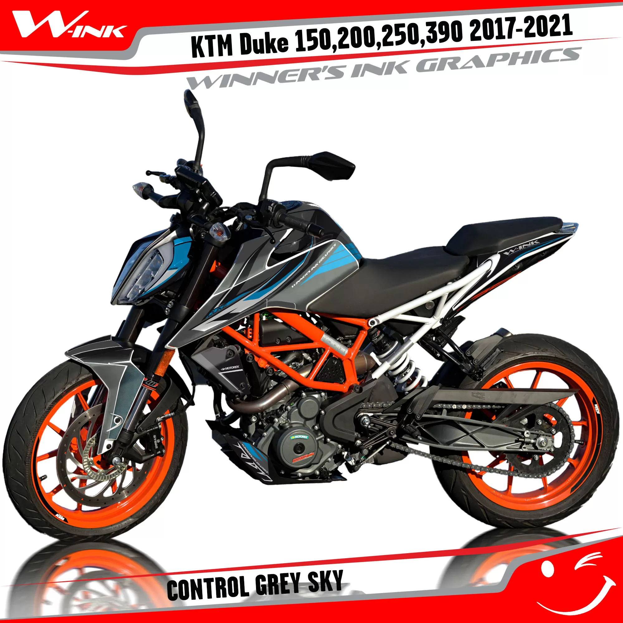 Buy decals For KTM DUKE 125 200 390 2017-2022 Control Grey Sky