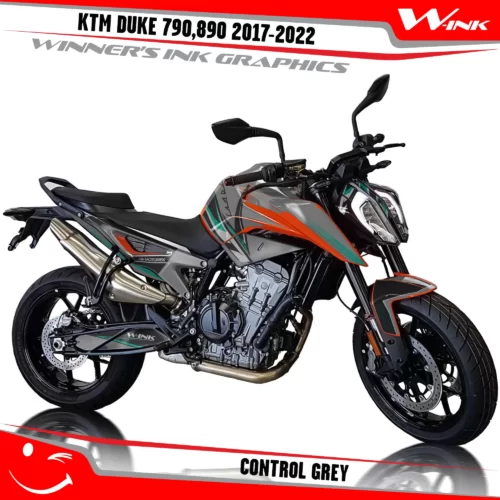 KTM-Duke-790-890-2017-2022-graphics-kit-and-decals-with-design-Control-Grey