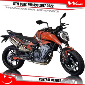 KTM-Duke-790-890-2017-2022-graphics-kit-and-decals-with-design-Control-Orange