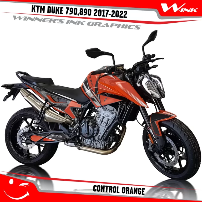 KTM-Duke-790-890-2017-2022-graphics-kit-and-decals-with-design-Control-Orange
