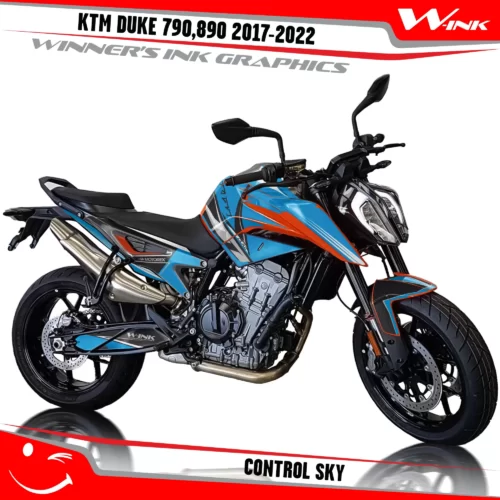 KTM-Duke-790-890-2017-2022-graphics-kit-and-decals-with-design-Control-Sky