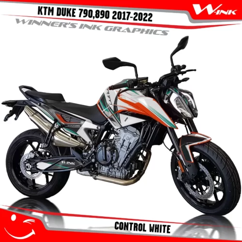 KTM-Duke-790-890-2017-2022-graphics-kit-and-decals-with-design-Control-White